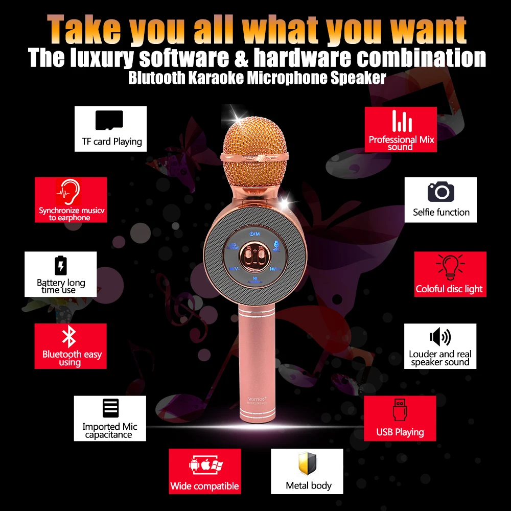 Smarwear беспроводной микрофон для караоке микрофон для компьютера Смартфон Andriod ios bluetooth микрофон караоке pk ws858