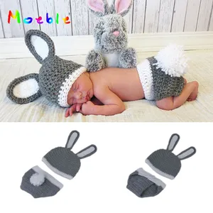 2019 Новая Одежда для новорожденных с изображением кролика; Подставки для фотографий Пасха кролика для малышей наряд для фотосессий крючком Подставки для фотографий MZS-16085