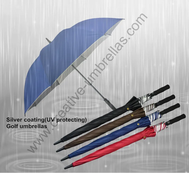 3pcs/lot free diameter 130cm anti-thunder anti-rust fiberglass auto open shoulder belts pongee silver coating golf umbrella | Дом и сад