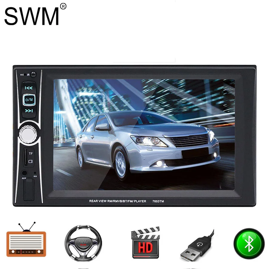 SWM радио автомобиля стерео 6," авторадио радио Bluetooth Зеркало Ссылка Estereo де Авто Con Pantalla Реверсивный Изображение радио Coche USB FM - Color: Car Radio Only