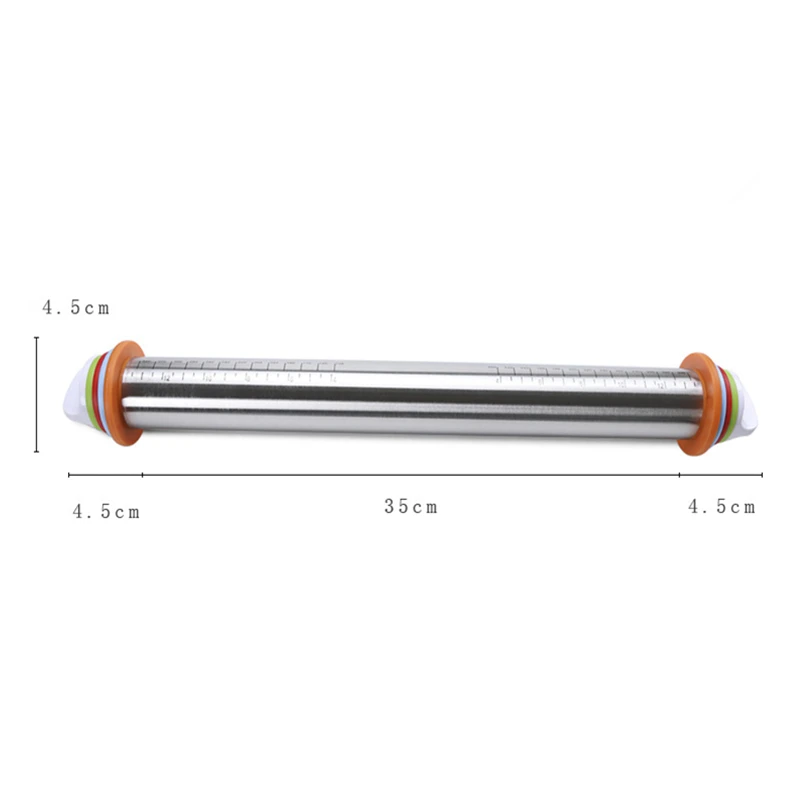 1pc Kitchen Baking Tools Stainless steel Rolling Pins 17&quot Adjustable Roller with Removable Rings Fondant Pin | Дом и сад