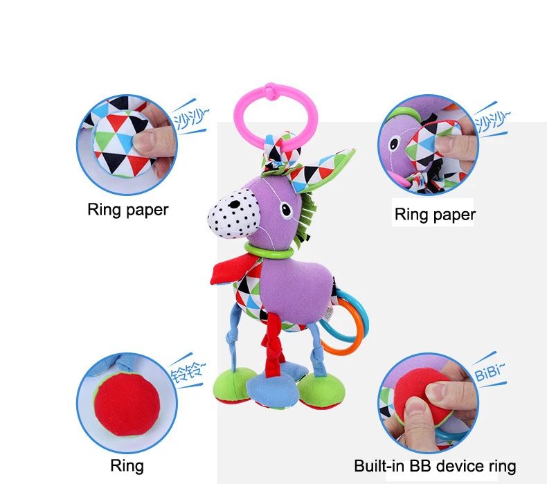 

Baby Ring Vibration Plush brain animal toy for stroller and pram development soft infant toys juguetes para bebes grzechotka