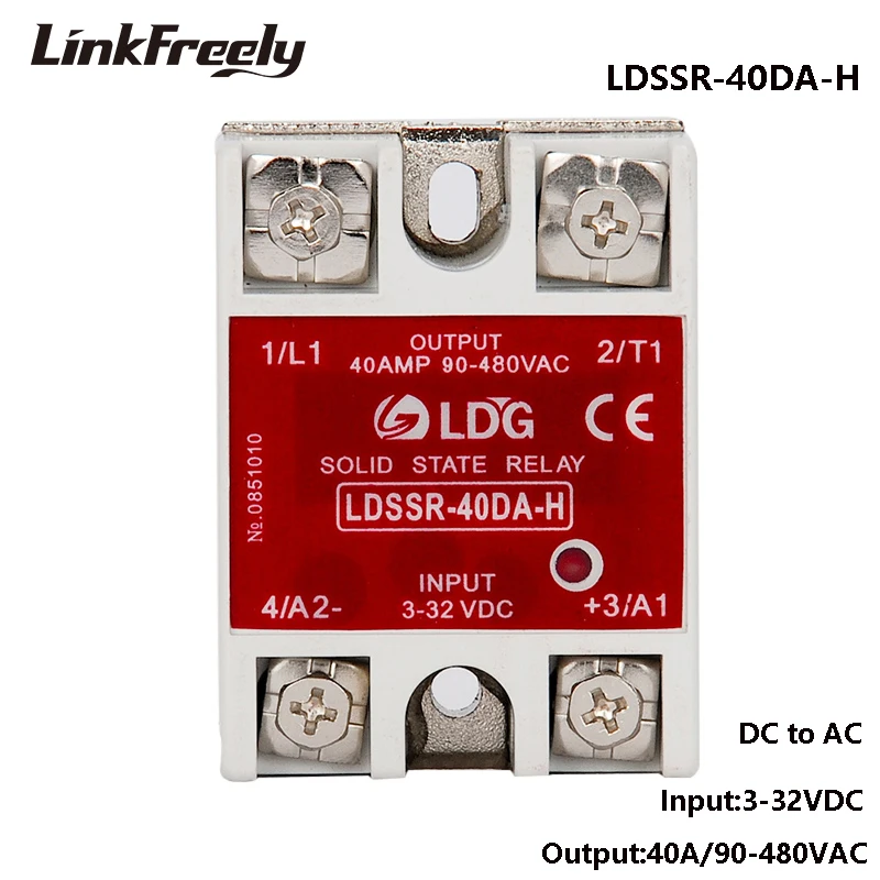 

SSR-40DA-H 10pcs Solid State Relay 40A 90-480VAC Output Input: 3V 3.3V 5V 12V 24V 32V DC AC SSR Voltage Relay Board SSR 40DA -H