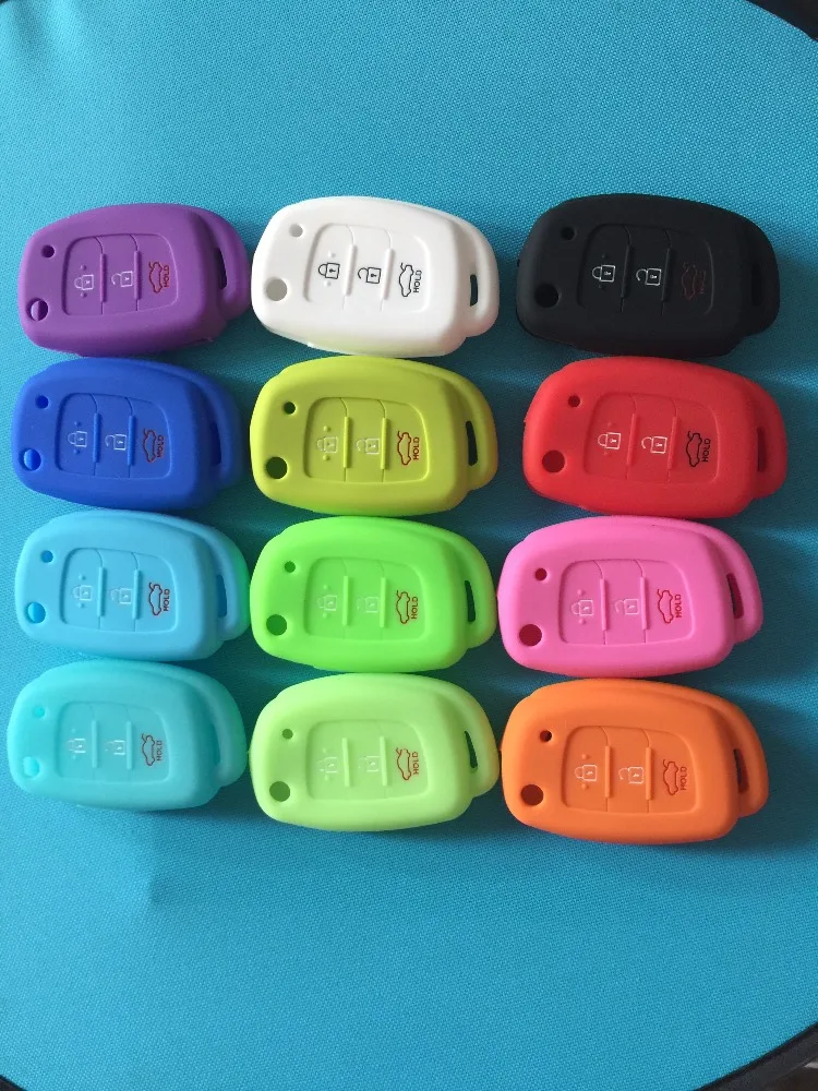 Pusakieyy 3 Button Silicone Car Remote Flip Key Fob Shell Cover Case For Hyundai Creta I10 I20 Tucson Elantra Santa Fe 2016 2017 |