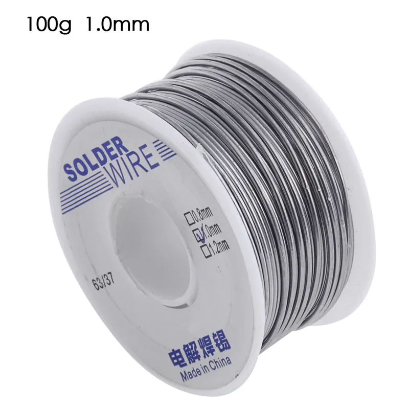 

100g 0.6/0.8/1/1.2/1.5/2MM 63/37 FLUX 2.0% 45FT Tin Lead Tin Wire Melt Rosin Core Solder Soldering Wire Roll No-clean