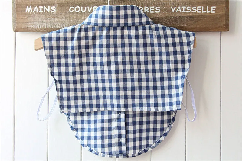 Женская блузка с маленьким отворотом складной топ синего и белого цветов ложным