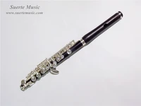 ebony piccolo flute silver plated keys piccolo instruments with wood case wind musical instruments