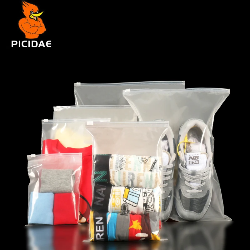 Прозрачная матовая задняя молния Ziplock упаковка мешок скользящий клапан матовый переплет пластиковая одежда простыни пальто крышка брюки рубашка