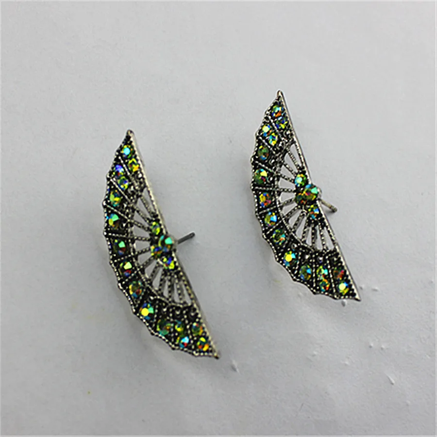 Модные женские серьги в ретро стиле форме веера рамке из стекла опт Бесплатная