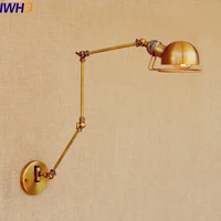 iwhd gold swing long arm wall lamp led edison retro loft industrial wall light sconce lamparas de pared