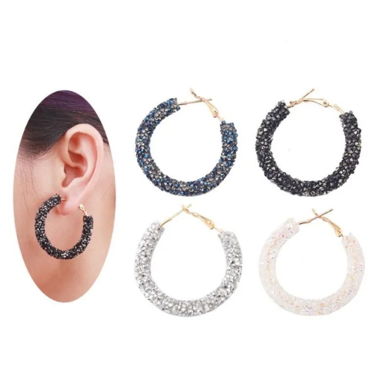 

2020 Fashion jewelry New round tube earrings Creative OL style Crystal from Swarovskis 4 Colors Fit Women Party