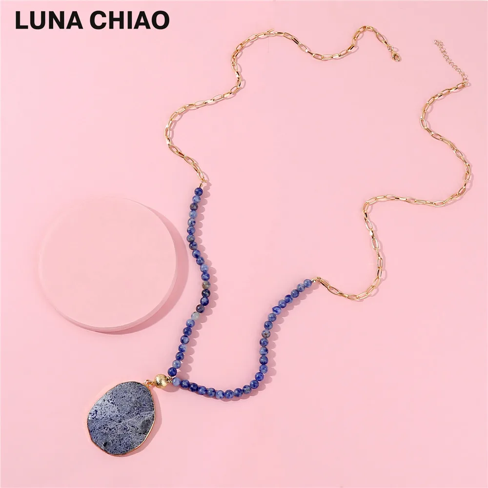 LUNA CHIAO модное ожерелье из бисера с натуральным полудрагоценным камнем