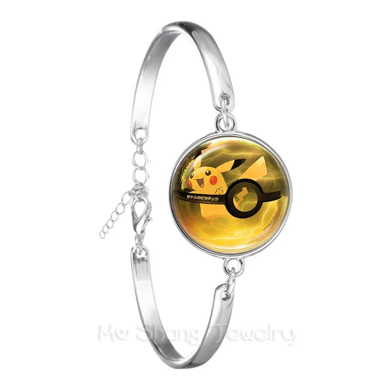 Красивый круглый 18 мм стеклянный купол Кабошон Pokemon Go Pokeball браслет для женщин и