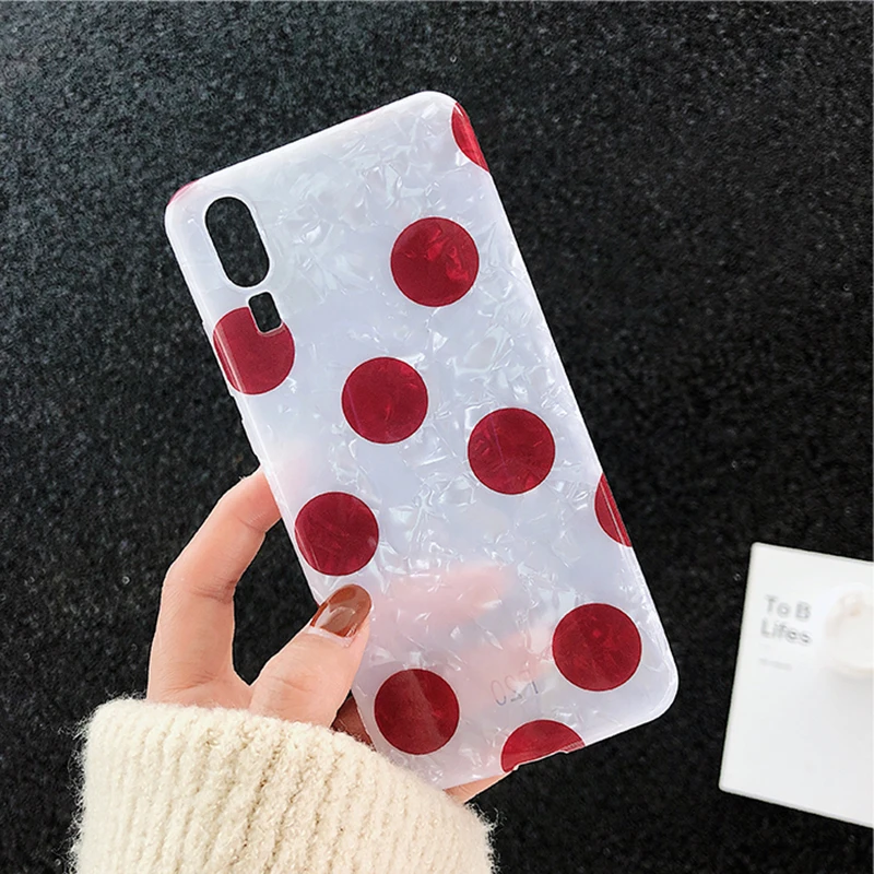 YHBBCASES Retro Polka Dot Phone Case For Huawei P10 Plus P20 Pro Mate 10 20 Honor 9 Cases Cute Love Heart Soft IMD Cover |