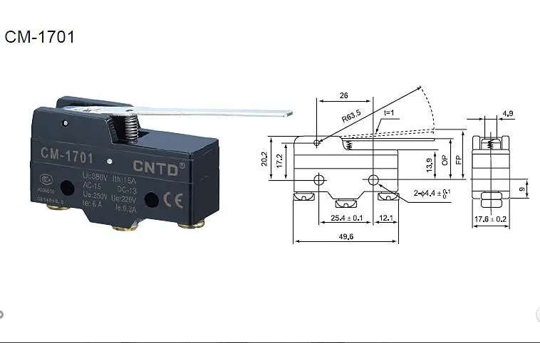 Микропереключатель T125 5E4 15A 250VAC с винтовой клеммой -CM 1701 switch micro switch switch switchswitch 15a | Выключатели -32823969975