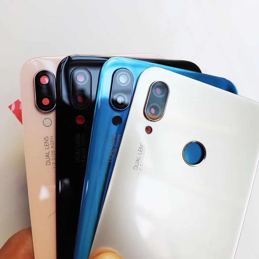 Задняя стеклянная крышка для батарейного отсека, чехол для huawei P20 Lite, крышка для батарейного отсека P20lite, Задняя стеклянная панель с клейкой поверхностью для объектива камеры