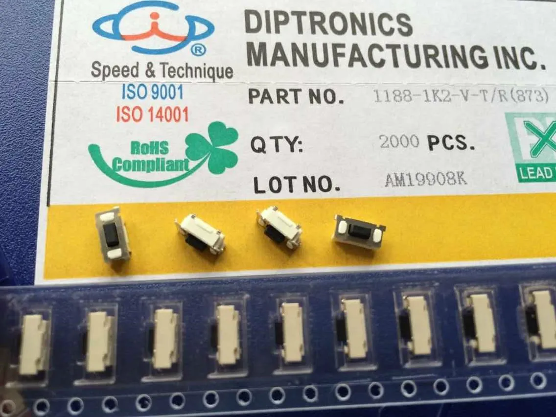 Тайвань Yuanda DIP Tact Switch 1188-1K2 1188-1K2-V-T/R 3*6*3 5 мм боковой большой Bebe MP3 MP4 кнопка
