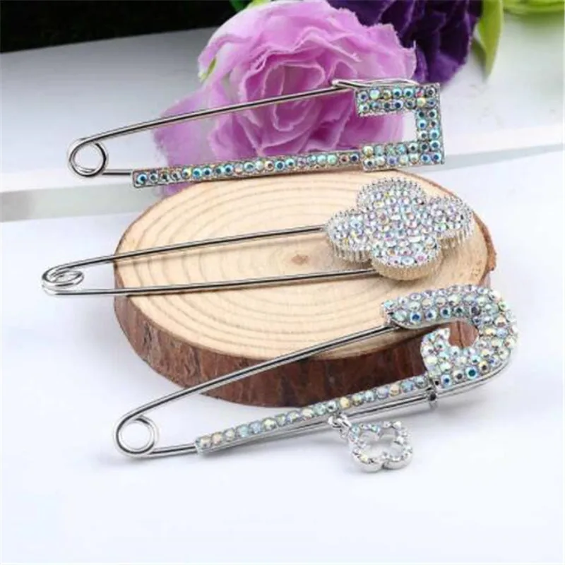 WKOUD Korean Fashion Personality Elegant Sweater Coat Scarf Big Pin Rhinestone Brooch Cute Wild Women Birthday Gift Jewelry | Украшения и