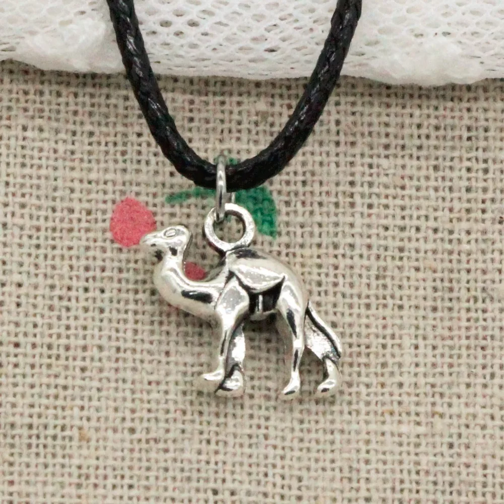 New Fashion Antique Silver Charms camel Choker Charm Black Leather Cord Handmade Jewelry |