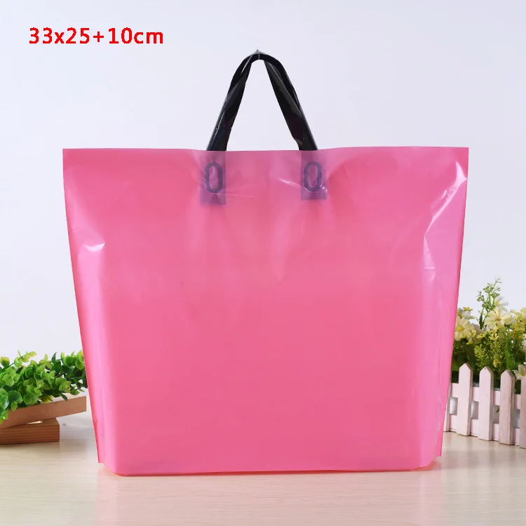 pink Толстые большие пластиковые хозяйственные сумки толстые бутик Подарочная одежда упаковка пластиковая подарочная сумка с ручкой 10 шт несколько узоров - Цвет: pink