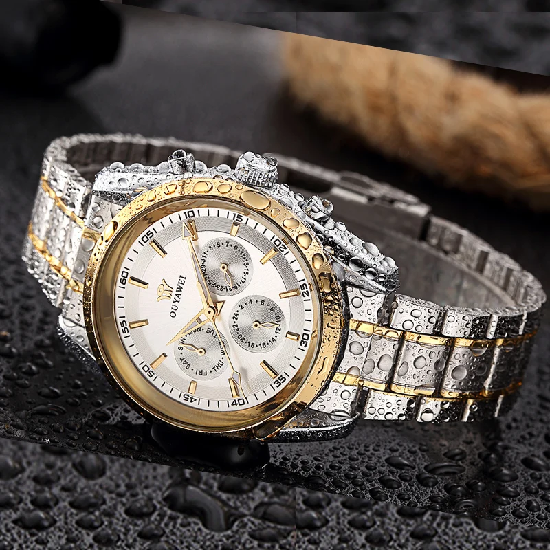 OUYAWEI деловые роскошные часы с суб-циферблатом Мужские автоматические