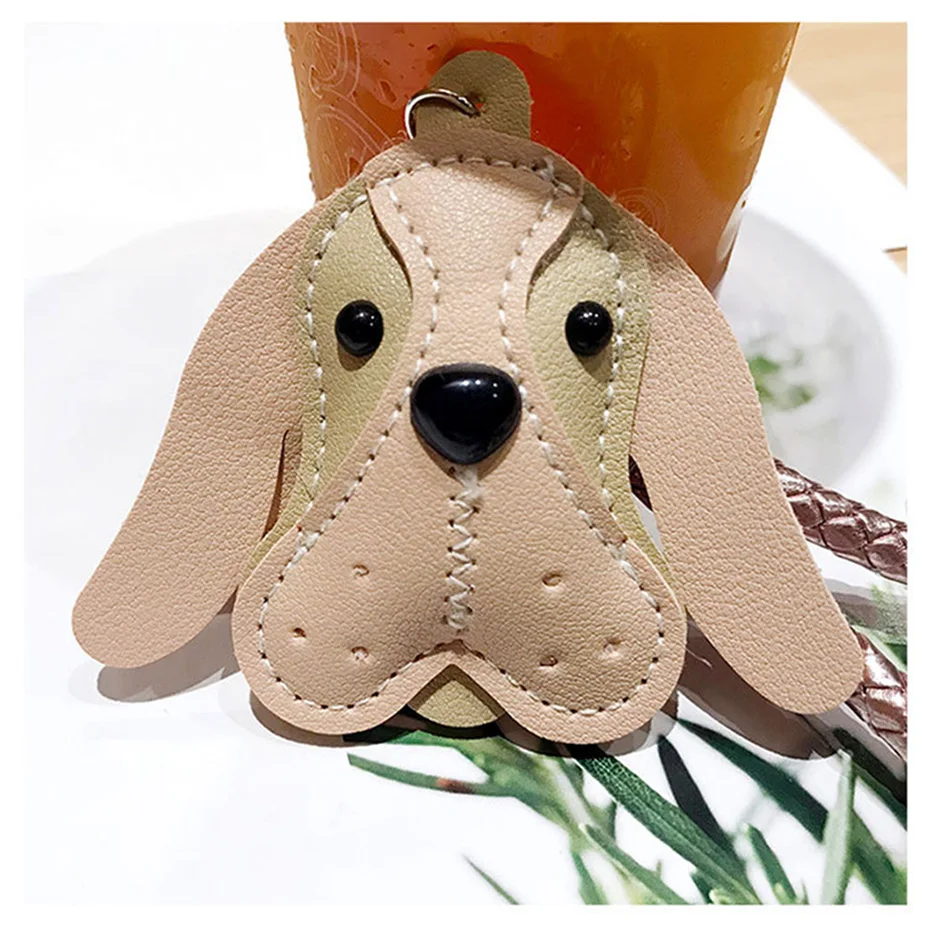 Relodi мультяшный щенок брелок кожаный ключ кольцо с кисточкой и плетеный шнур