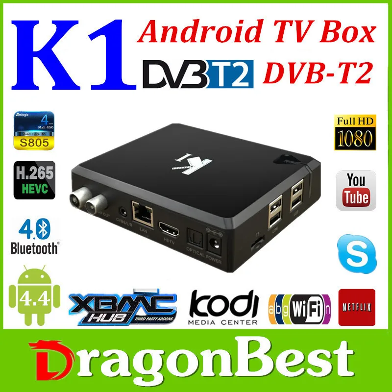 K1 DVB T2  Quad core tv box Kitkat Android 4.4 Amlogic S805 1GB 8GB Quad Core Android TV Box  Built-in Wifi