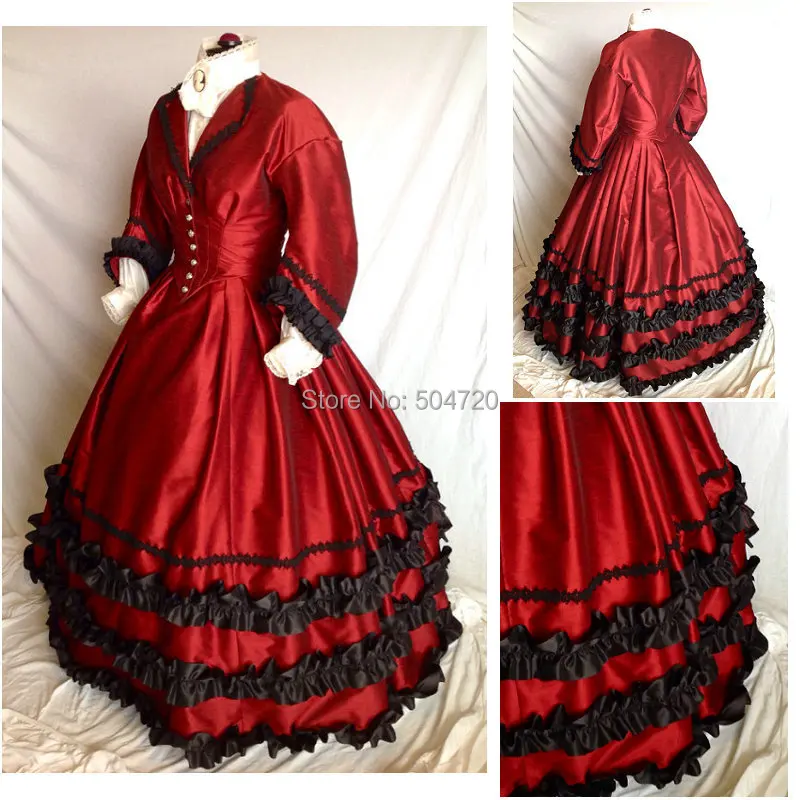 

Custom-madeR-637 Vintage Costumes 1860s Civil War Southern Belle Ball wedding Dress/Gothic Lolita Dress Victorian dresses