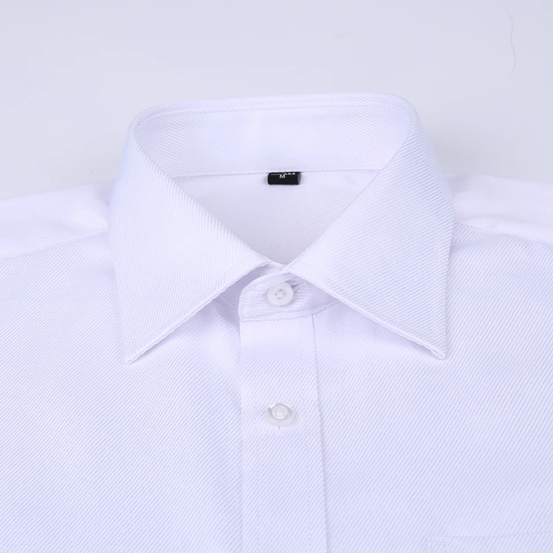 Men 's French Cufflinks Business Dress Shirts Long Sleeves White Blue Twill Asian Size M, L, XL, XXL, 3XL, 4XL, 5XL, 6XL