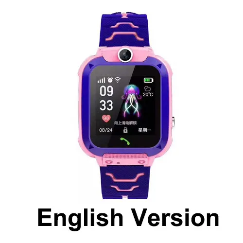 English Version Pink S12 Смарт-часы Детские IP67 водонепроницаемые спортивные умные часы Android Дети SOS Вызов Smartwatch с камерой sim-карты HD сенсорный экран - Цвет: English Version Pink