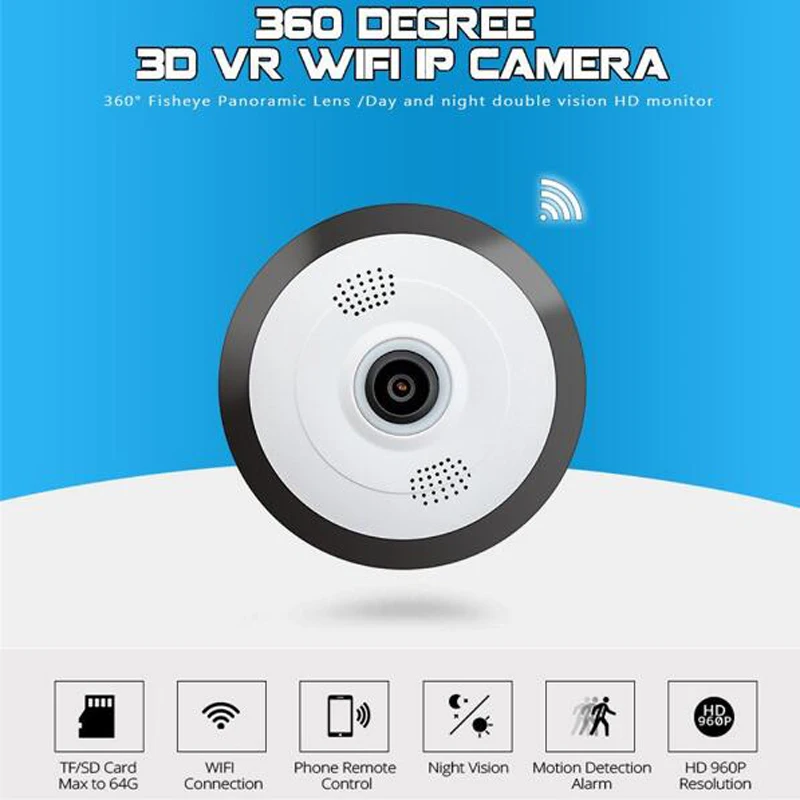 Беспроводной 960 P Wi Fi IP Камера 360 градусов панорамный безопасности дома мини Fisheye