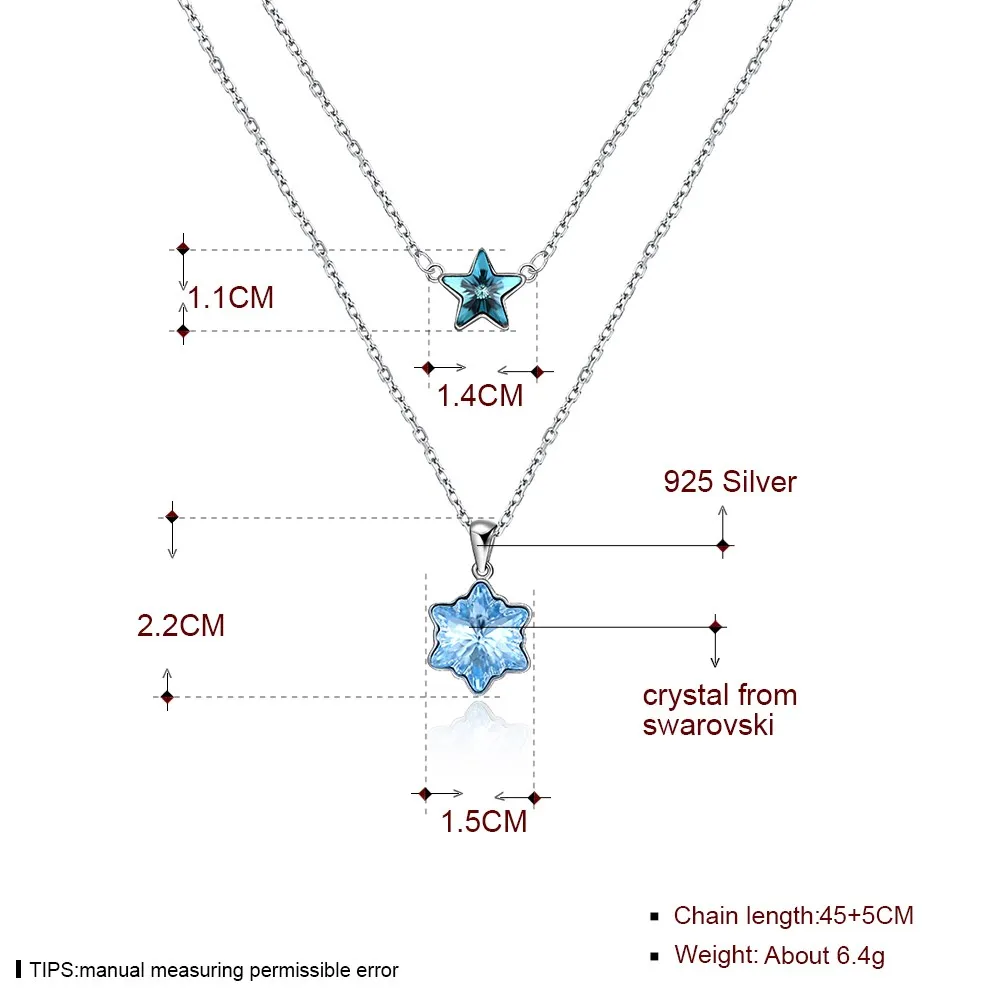 Necklace Star Certified 100% S925 Romantic Gift for Lover Engagement Anniversary Glitz Austrian crystals CYPRIS | Украшения и
