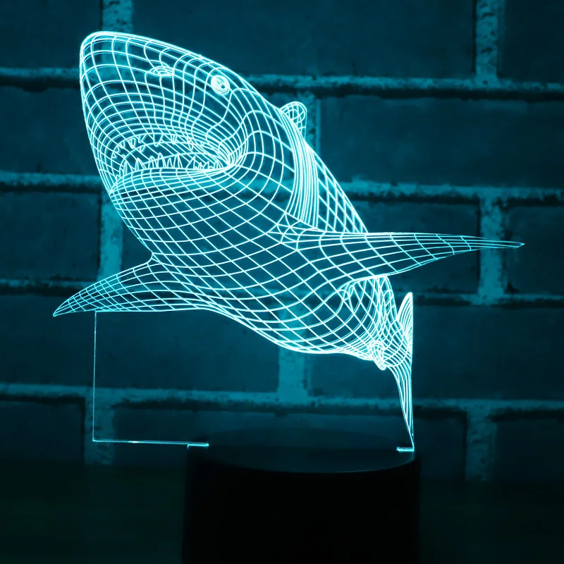 3D светодиодные ночные светильники Акула с 7 видов цветов свет для украшения дома