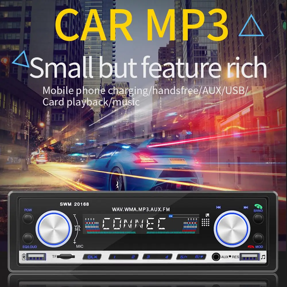SWM Автомобильный mp3 плеер Быстрая зарядка мультимедиа автостерео радио Coche Sd Mic Fm
