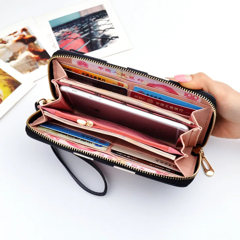 

ANWUMFLY Women Long Clutch Wallet Printing Wristband Large Capacity Wallets Female Coin Purse Lady Purses Phone Pocket Card Bag