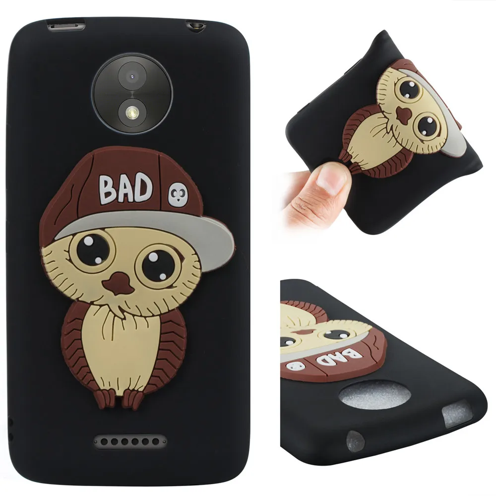 Lovely Cute Owl Cartoon TPU Case For Motorola Moto C Plus Back Cover Soft Black Silicone 360 Full Protective Coque |