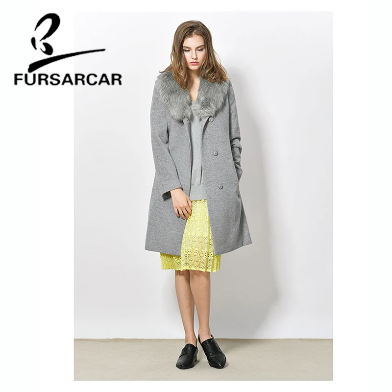 FURSARCAR 2020 Новое поступление пальто из натурального меха Женская Зимняя шерстяная