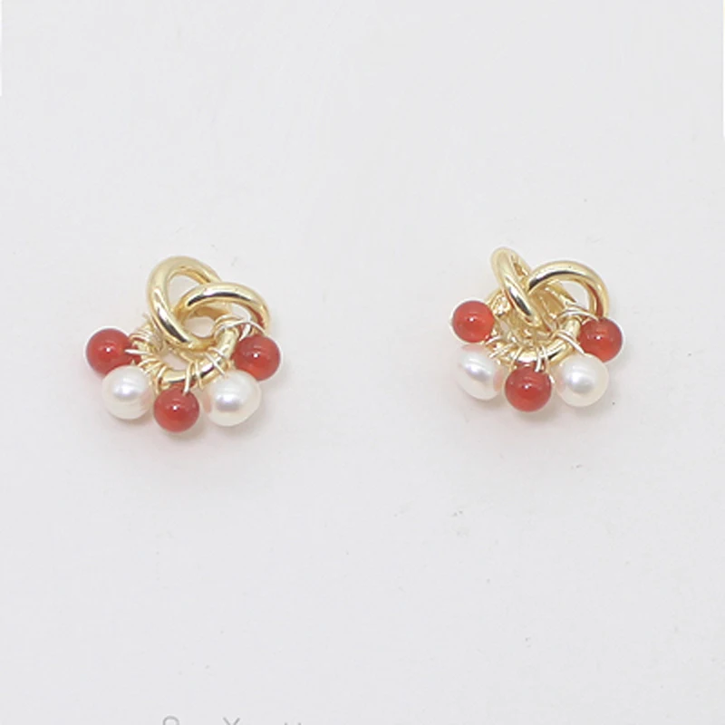 Модные серьги гвоздики ручной работы из настоящего пресноводного жемчуга