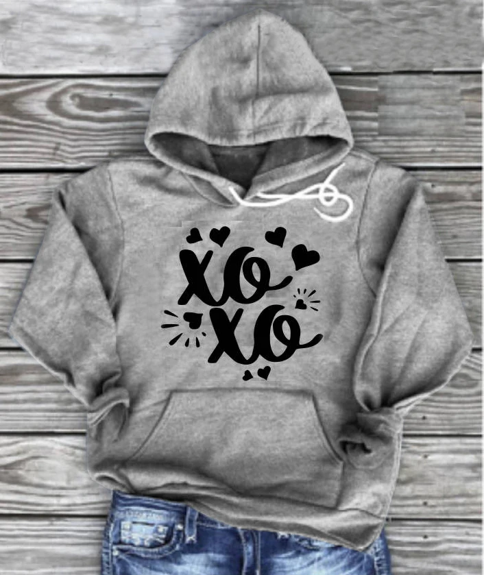 

Худи XoXo с надписью Love, худи на День святого Валентина, парный Графический наряд с сердцем в эстетике Харадзюку, художественный зимний и осен...