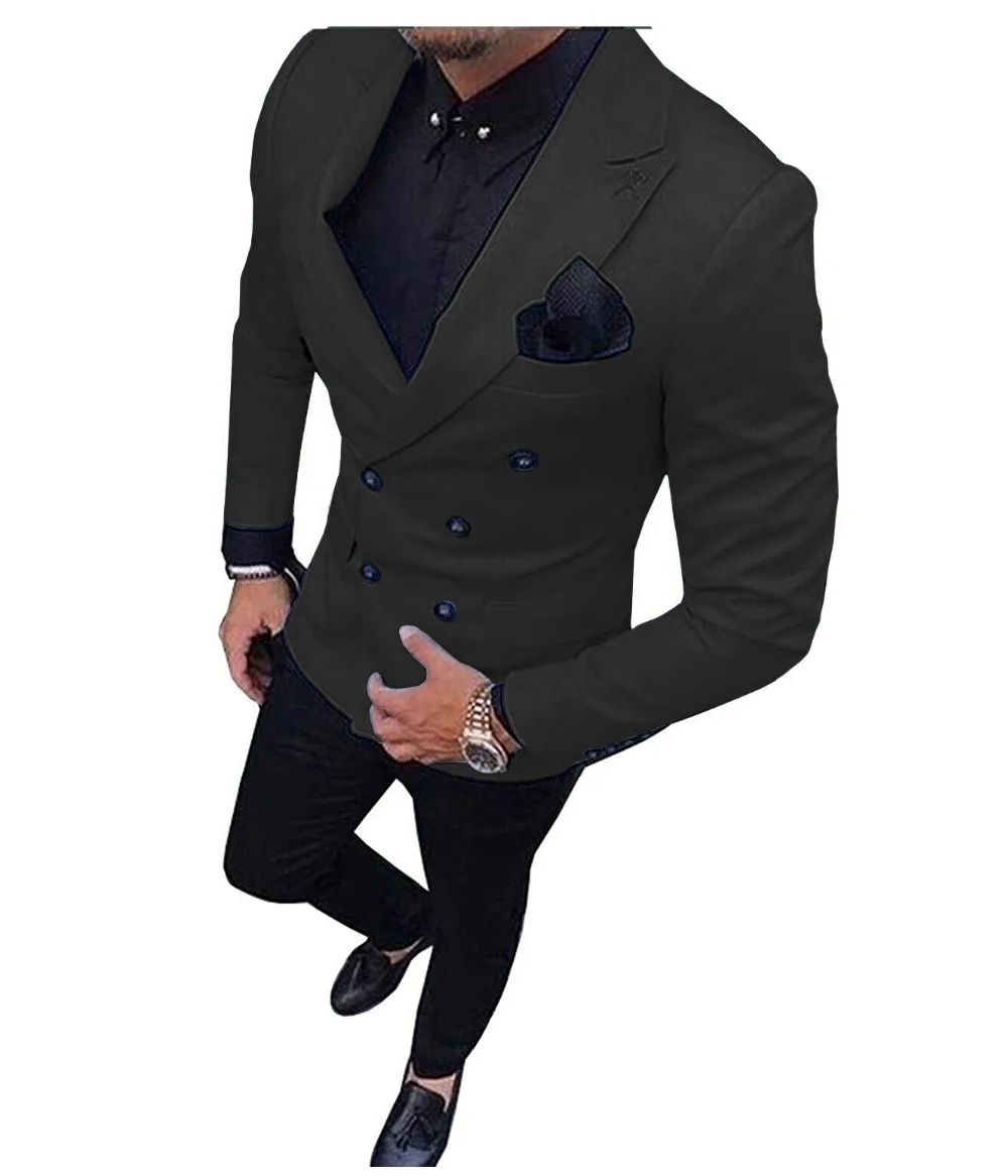 2 шт. мужские костюмы Slim Fit Бизнес двубортные костюмы жениха шерсть "твид" розового цвета в стиле смокинга для вечернее платье на свадьбу(пиджак+ брюки