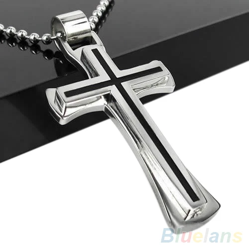 Подвеска из нержавеющей стали черная/серебряная 1 шт|chain necklace|cross pendantstainless steel cross