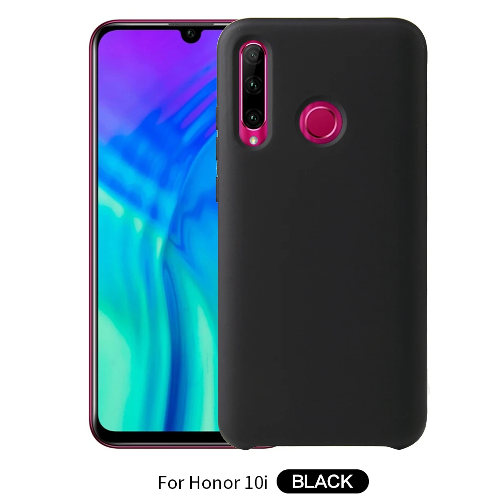Черный Etui huawei P Smart чехол для телефона на Funda huawei Honor 10i чехол Официальный жидкий силиконовый мягкий чехол Honor 10i чехол - Цвет: Черный