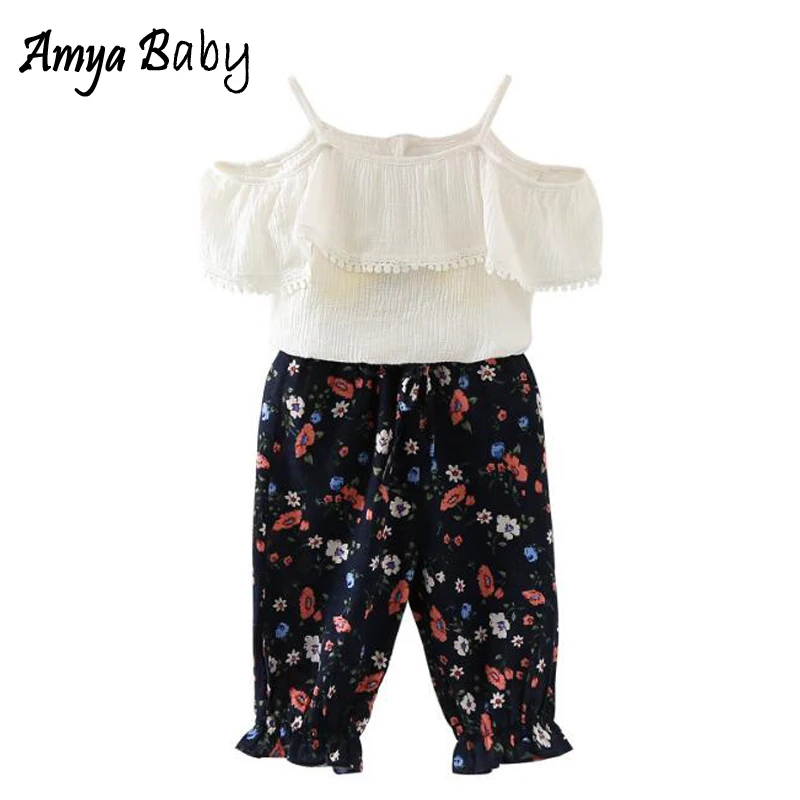 AmyaBaby одежда для детей маленьких девочек комплект из 2 частей белый жилет штаны с