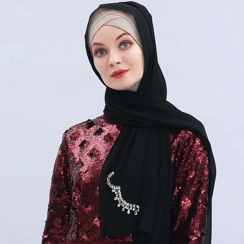 Abaya Дубай яркие разы мусульманские шифоновые шали с капюшоном для женщин