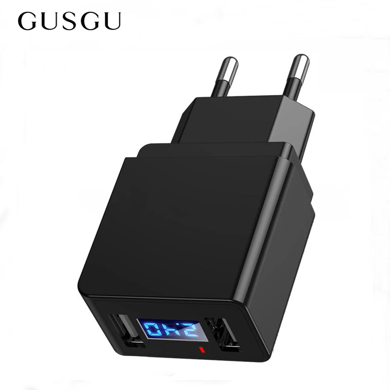 Быстрое зарядное устройство светодиодный дисплей Dual USB телефон 2.4A Быстрая