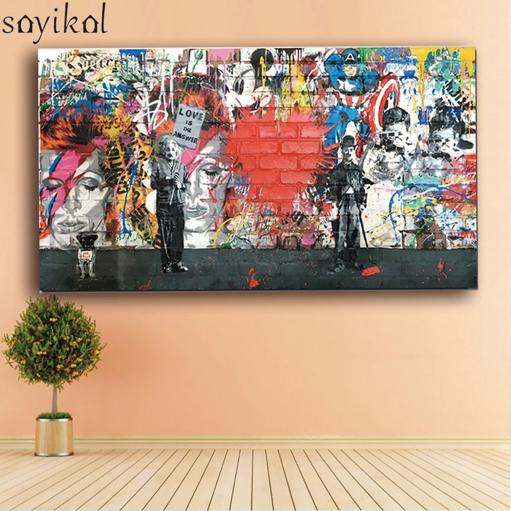 Печать на холсте искусство любовь это ответ плакат граффити знаменитые картины
