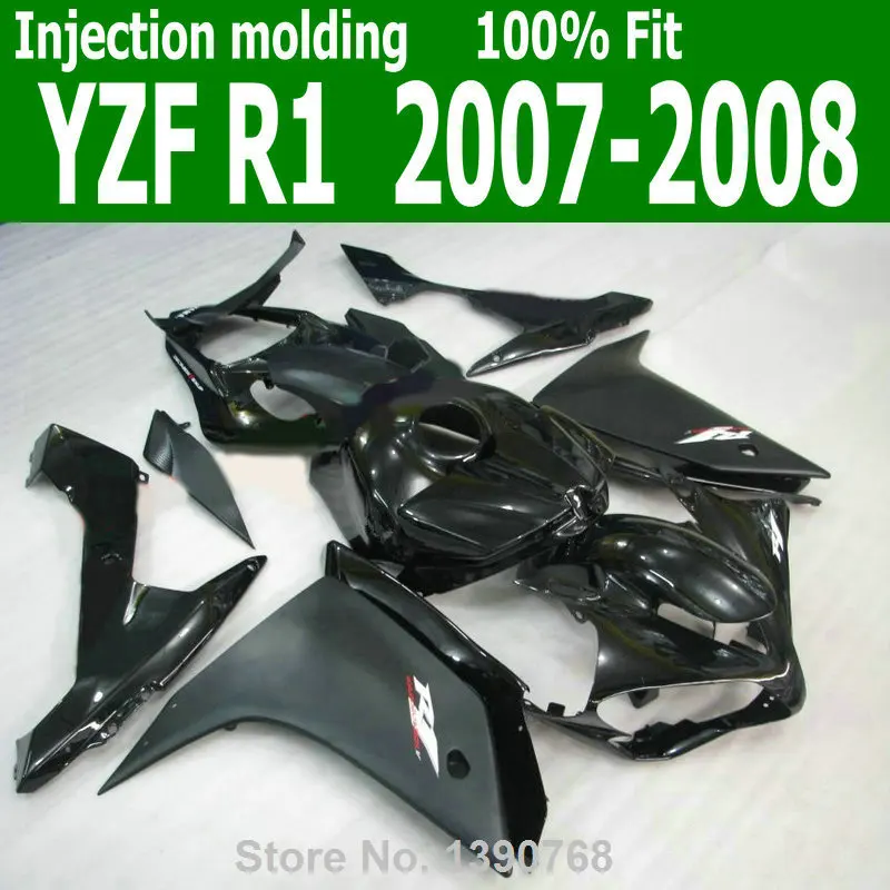 Лидер продаж Обтекатели для YAMAHA YZF R1 07 08 (глянцевый и глянцевый черный) Бесплатный