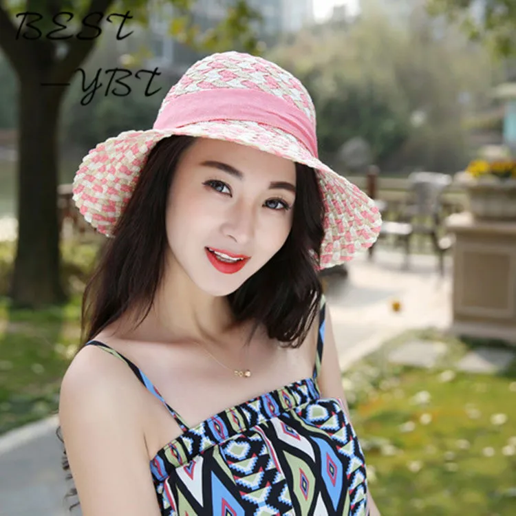 Ms. Летняя новая соломенная шляпа от солнца пляжный отдых вдоль бассейна большая в