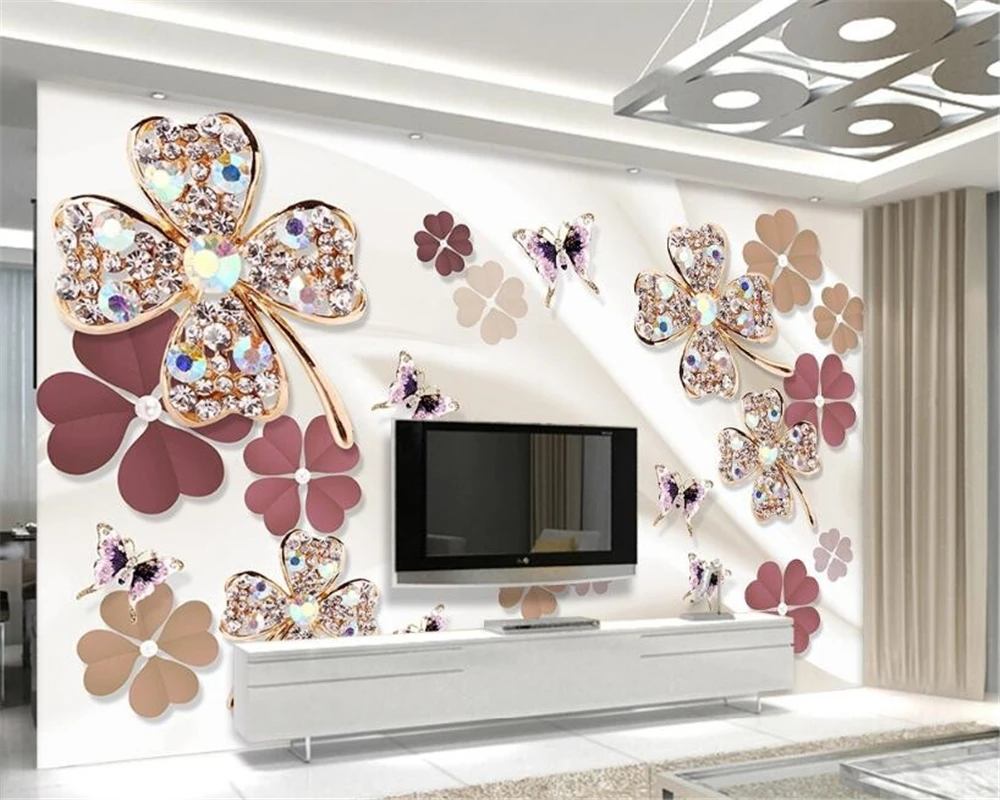 3d обои из высококачественной шелковой ткани роскошные с алмазными стразами