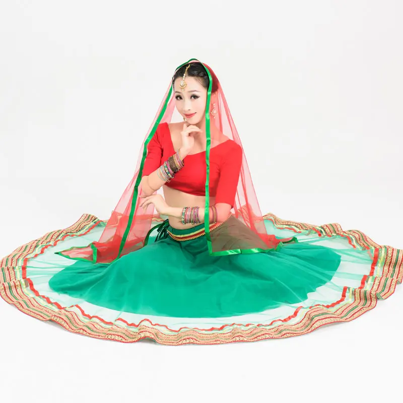 Индийская танцевальная одежда 3 шт. женский костюм болливудского сари для